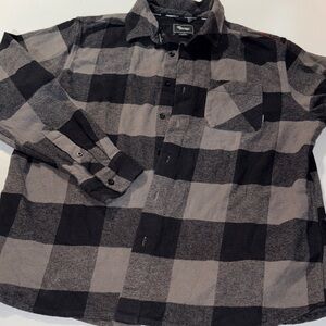 Primitive Black and Gray Skeleton and Checkered Flannel Shirt
